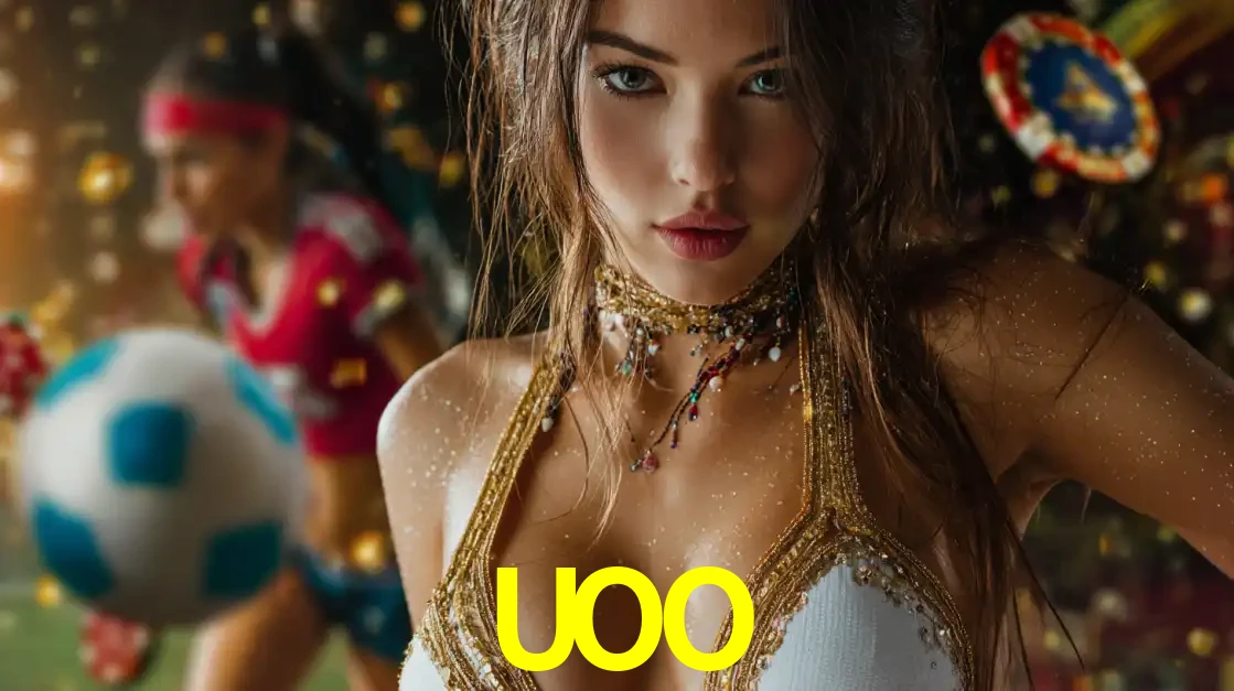 Mulher elegante representando a combinação de glamour e emoção das apostas esportivas, com uma jogadora de futebol ao fundo, destacando a ação no UOO.